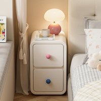 Bedside Table Solid Wood Bedroom Storage Cabinet Kids Dopamine Style Cute Creative Shelf