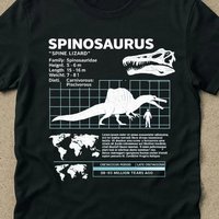 T-shirts with Spinosaurus data sheets 90s retro graphic T-shirts vintage Spinosaurus T-shirts unisex adult T-shirts