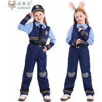 Judy Hopps Rabbit Police Officer Kids Boys Girls Cosplay Uniform Children's Day Stage Performance Halloween Cartoon Outfits
