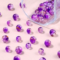 8/10mm Purple Gradient Crackled Crystal Beads Glass Spacer Loose Beads For Jewelry Making Bracelet DIY Keychain Accessories