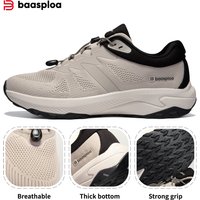 Baasploa Men Hiking Shoes Summer Breathable Comfort Soft Outdoor Sneakers New Solid Walking Shoes Anti Slip Wear-resistant