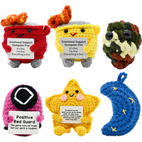 LittleThingsSeries Positive Energy DumpsterFire Star Moon Crochet Handmade KnittedDoll with Encouragement Card Desk Decor Gift