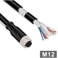M12 A-type Connection Cable Waterproof IP67 4/5/8/12/17 Pin A-Code Sensor Wire IO Power Cord Male Female Aviation Plug with Line