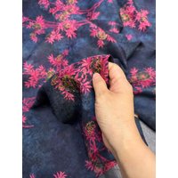26 Momme 100% Mulberry Silk Hualuo Hongyunsha Xiangyunsha Fabric | Pink Pine Print, 114cm Width, Hand-Dyed Heritage Silk