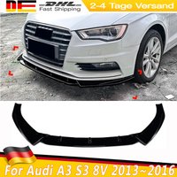 Glänzend schwarzer Frontspoilerlippen-Splitter für Audi A3 S3 8V 2013~2016 TDI TFSI Limousine Frontstoßstangenlippe Spoilerlippe Schutz Bodykits