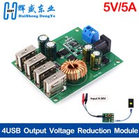 DC DC 7V-60V to 5V 5A 4 Four USB Output Buck Converter Board Step Down Power Supply Module Car Charger High Speed