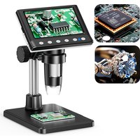 Hayve 4,3-calowy mikroskop cyfrowy 1600X Mikroskop USB 1080p Mikroskop lutowniczy z 8 diodami LED Kompatybilny z systemem Windows/Mac OS (DM7)