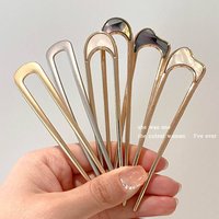 U-Shaped Hair Fork Fashion Metal Gold Color Shell Hairpin Geometric Headwear Hair Sticks Women Girls Hair Accessories