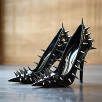 Arden Furtado Spring Black Patent Leather Rivet Pumps Shoe Pointed Toe Shallow Super High Heel Catwalk Shoes Fashion Shoes