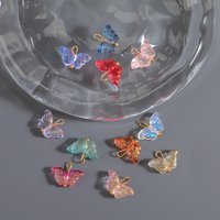 20Pcs Cute Butterfly Glass Charms Small Animal Pendant For Jewelry Making Accessories DIY Earrings Necklace Keychain