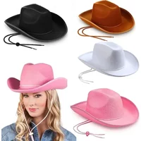 New Cowboy Hat Felt Princess Hat Women Men Performance Bound Western Cowgirl Hat Bachelorette Birthday Party Costume Accessories