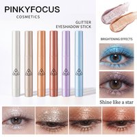 Pinkyfocus Glitter Eyeshadow Stick Rich Shimmer Waterproof Smudge Proof Easy Application Starry Eye Makeup Beginner Friendly