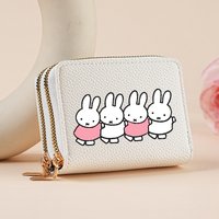Kawaii Miffys Rabbit Short Wallet for Women Pu Leather Zipper Wallet Cartoon Bunny Girl ID Card Holder Cute Coin Purse Key Pouch
