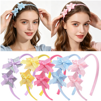 5pcs 5cm Glitter Star Headbands Women Girls Satin Hairbands Y2K Styles Dot Bows Headband Hair Accessories