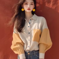 Chiffon Vintage Women's Shirt Spring/summer New Patchwork Korean Clothing Sales Loose Long Sleeves Top Fashion Women Blouses