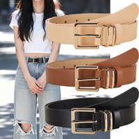 Fashion Alloy Pin Buckle Belt Personalized Women's Square Buckle PU Belt Simple Women's Matching Windbreaker Skirt