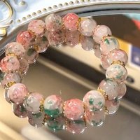 Fashion Y2K Sweet Cherry Blossom Glazed Crystal Beaded Bracelets For Women Men Exquisite Elegant Pink Color Beads Bangle Jewelry