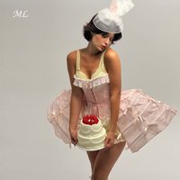 ML Vintage Mini Birthday Party Dress V-Neck Tiered Contrast Pink Cocktail Dresses Prom Gown vestidos De Gala Customized 2026