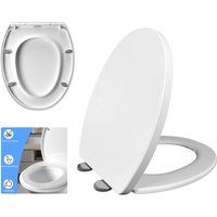 Soft Close Toilet Seat with Quick Release, Heavy Duty PP Anti-Bacterial Toilet Seats White with Adjustable Hinges,O Shape Toilet