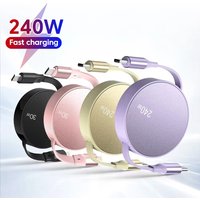 240W PD USB Type C To Type C Cable Retractable Fast Charging USB C Cable For iPhone 15 Huawei Xiaomi Samsung MacBook Data Wire