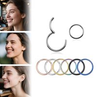 16G 316L Surgical Steel Hinged Clicker Nose Septum Rings Hoop Earring Lip Tragus Cartilage Body Piercing Jewelry, 6mm-12mm