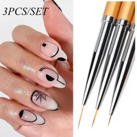 3Pcs French Stripe Nail Art Liner Brush 3D Tips Line Stripes DIY Drawing Pen UV Gel Brushes Painting Pen Acrylic Manicure Tools