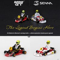 MINIGT 1/64 Senna Kart #2 Formula K #9 Ayrton Senna Da Silva MGT01156-CH MGT01155-CH Cars Alloy Diecast Metal Model