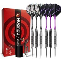 Huanqu 20g Six-Piece Iron Dart Set, Includes Extra Dart Wings and Professional Dart Accessories, Such as Dart Tightening Tool, Spring Ring, Dart Wing Protector, Dart Tip Sharpener, Home Bar