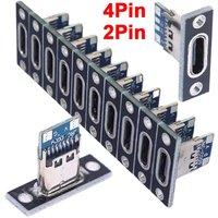 USB Jack 3.1 Type-C 2Pin 4Pin Female Connector Jack Data Charging Port Small Electrical Charging Base with Fixing Plate