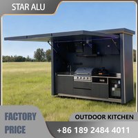 Outdoor integrated kitchen, stainless steel barbecue bar, multi-functional camping kitchen, essential for camping and barbecues