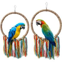 Creativity Bird Parrot Cotton Rope Circle Toy Parrot Hanging Cage Swing Rope Ring Stand Climb Toy Bird Cage Accessories Supplies