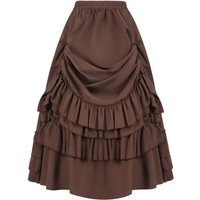 Brown Cotton Ruffles Long Asymmetrical Victorian Gothic Skirt Hot Sexy y2k Clothes Steampunk Cosplay Women Vintage Skirts 2024