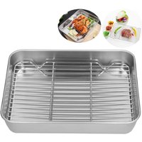 Baking tray With Wire Rack 304 Stainless Steel cake Baking BBQ Pan Tray plate Oven brownie Rack Cooking Roasting Grilling Tool