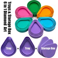 Stackable Diamond Painting Tray Storage Box Set, Diamond Art Tools Accessories Tray With Funnel, DIY Beads Tray Storage Box