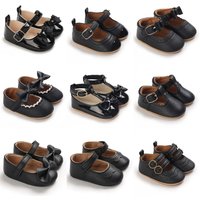 Black Fashion Newborn Party Princess Shoes Boys and Girl First Step Walking Shoes Infant Toddler Children's Non slip Baby Shoe
