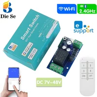 EWeLink WIFI Smart Switch Garage Door System DC 12V ~ 48V 1CH Relay Receiver 2.4GHz Remote Control Work with Alexa,for Door Led