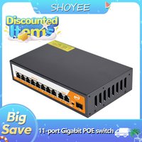 New 11-Port Gigabit POE RJ45 SPF Ethernet Switch with for 802.3af/at Uplink Unmanaged Plug and Play,for IP Camera/NVR