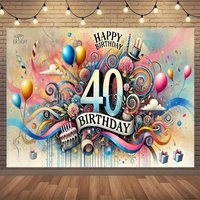 A 40th birthday party backdrop - Vibrant graffiti-style design, suitable for home decoration, rooms and gardens