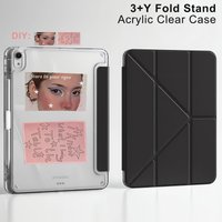 3+Y-fold Flip Clear Cover For iPad Air 4 5 6 7 11 Air 2 9.7 Pro 11 Mini 6 7 Start Case For 10th 11th Gen 2025 7/8/9 10.2+DIY