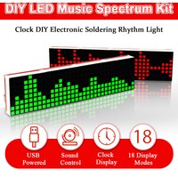 DIY LED Music Spectrum DS1302 Dot Matrix Clock Electronic Rhythm Light USB Power DC5V with Micro Cable DIY Soldering Kit