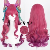 ND Brand Spirit Blossom Ahri Skin LOL Cosplay Wigs Hair Hairpiece for Comic-con Cosplayer Halloween Costume Party