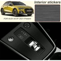 Car Carbon Black Interior Sticker For Audi A3 8Y 2021-2026 Lifting Window Panel Decal Gear Inner Door Protective Film Accessory