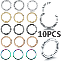 Anneau de nez à Segment articulé en acier inoxydable, 10 pièces, cerceau de nez, Septum, Clicker, lèvres, oreille, Cartilage, Helix, bijoux de perçage pour le corps