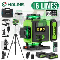 HGLINE Professionelles 16-Linien-Lasernivelliergerät mit APP-Fernbedienung, horizontaler und vertikaler Selbstnivellierung, 360°-Lasernivellierung, 6000mAh großer Li-Ionen-Akku
