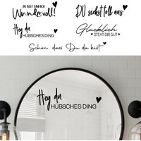 German Version Mirror Vinyl Sticker Decal, Du bist einfach wundervoll, Hey du HÜBSCHES DING Deutsche Decal Bathroom Mirror Decor