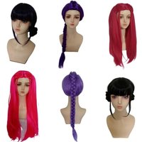 2026 Purple Long Braid With Side Ponytail Integrated Tiger Mouth Clamp Children's Wig Halloween Costume Party Anime Cosplay