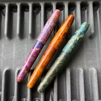 Jinhao Stabilized Wood Fountain Pen Long Knife Blade Nib Green Brown Handcraft Large Size Writing Pen Office School Gift