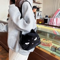 Y2K Style Cute Cat Crossbody Bag Chic Cute Cartoon Plush Cat Handbag Personalized Cute Purse Cartoon Plush Soft Shoulder Bag