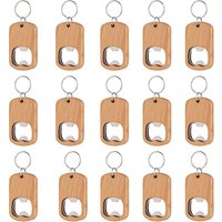 15 Pack Bottle Opener Blank Wooden Keychain Blanks For Laser Engraving Wood Bottle Openers Bulk Key Chains Engraved Key