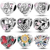 925 Sterling Silver Heart Shaped Series Charm Beads Fits 3mm Bracelets Necklace For Women Pendant Luxury DIY Fine Jewelry Making